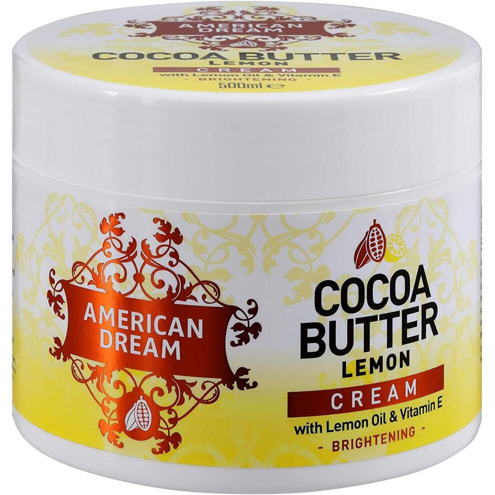 American Dream Cocoa Butter Lemon Brightening Cream Infused with Lemon Oil & Vitamin E 500ml