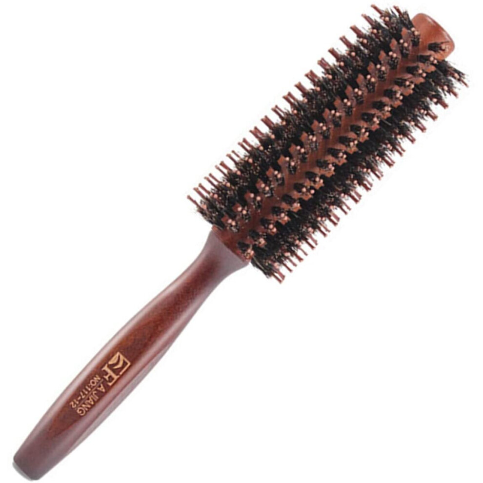 Merrqchang Wooden Round Hair Brush Natural Boar Bristle Hairbrush Anti Static Hairbrush For Hair Styling, Drying, Curling, Adding Hair Volume And Shine