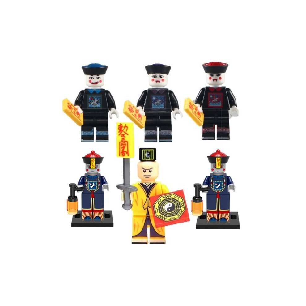 6PCS Qing Dynasty Zombie Daoist Fit Lego Building Blocks Minifigure Toys Collectible Gift