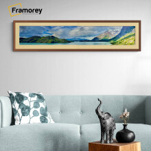 (Walnut With Ivory Mount, 22x8" Pic (26x12" Frame)) Panoramic Size Thin Matt Walnut Picture Frame Wall Art Frames Flat Wooden Effect Poster Frame
