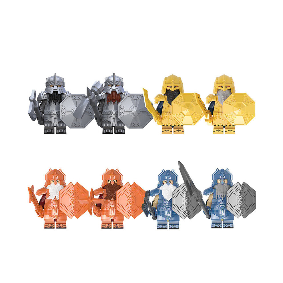 8PCS Children's Assembled Toy Dwarf Series Blue Ore Diamond Armor Glyph Dwarf Building Blocks Fit Lego