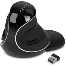 DELUX Wireless Vertical Mouse, Ergonomic Mouse with Nano USB Receiver, 3 DPI Levels (800/1200/1600),6 Buttons, 2.4G Wireless Optical Mouse for Laptop