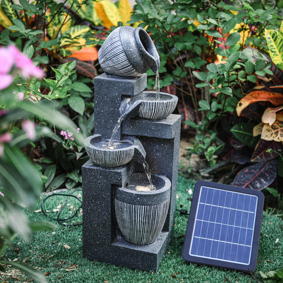 Outdoor LED Water Fountain Rockery Decor with Pump Solar Power