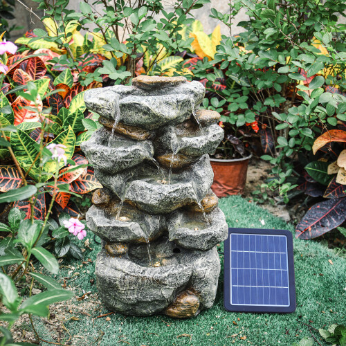 Living And Home Outdoor Fountain Water Feature Waterfall Solar Powered Water Fountain 1