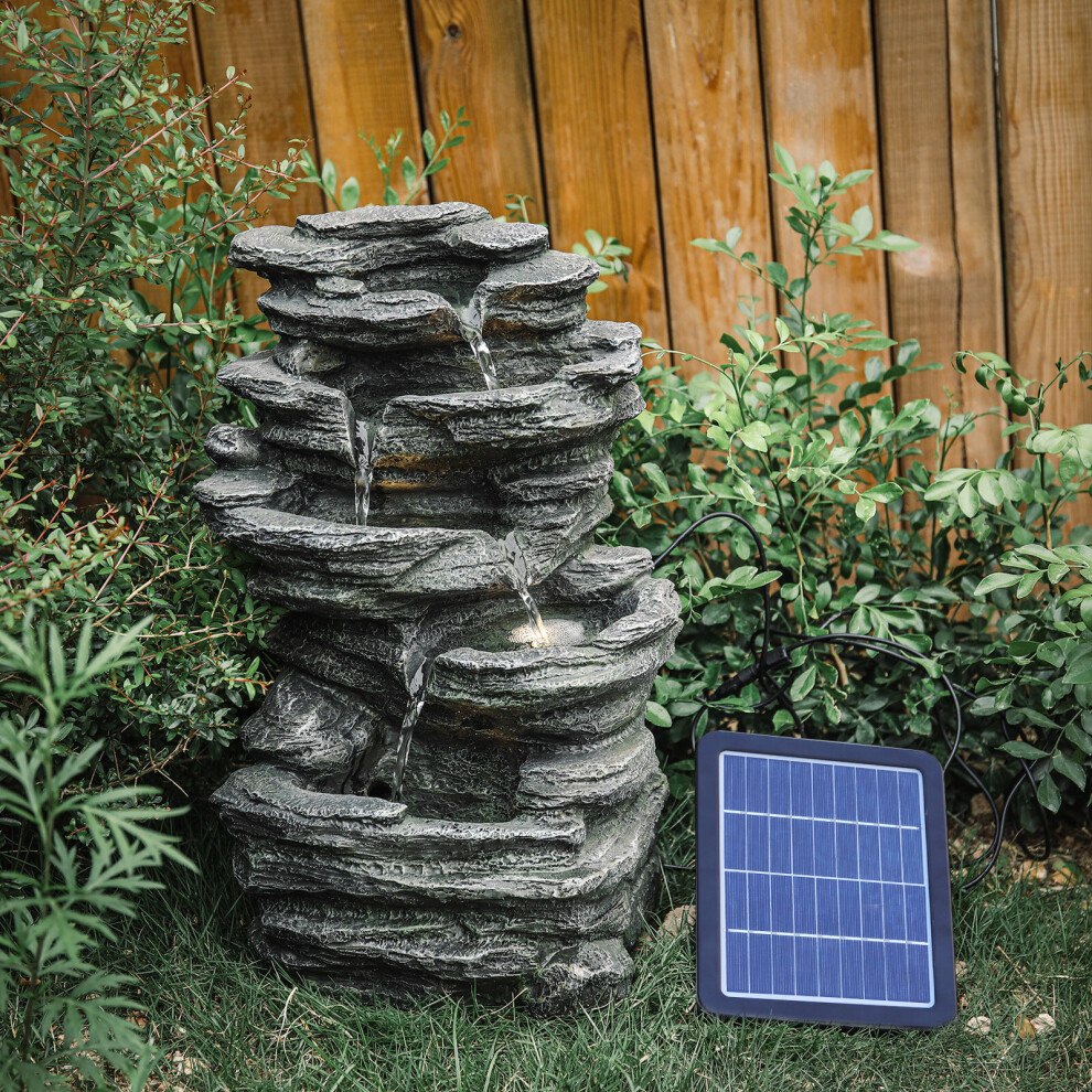 Living And Home Garden Water Feature Outdoor Led Waterfall Fountain Rockery Decor