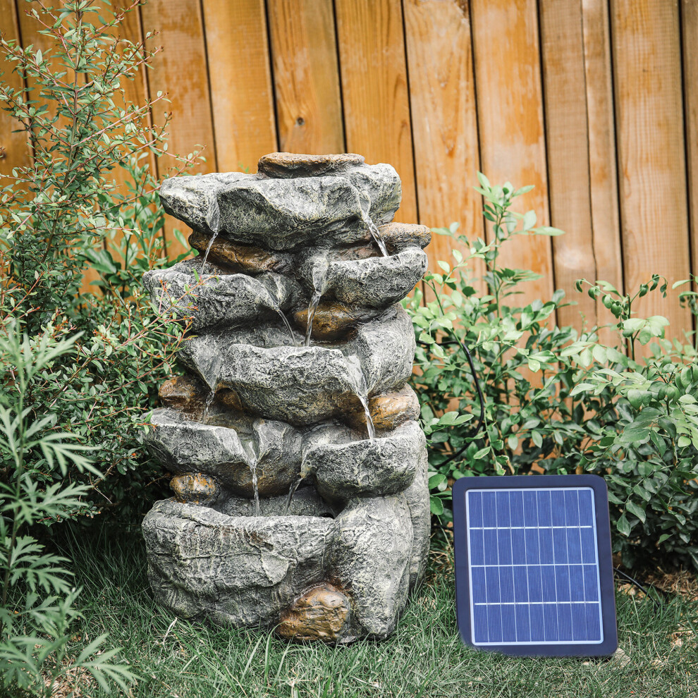 Living And Home Outdoor Fountain Water Feature Waterfall Solar Powered