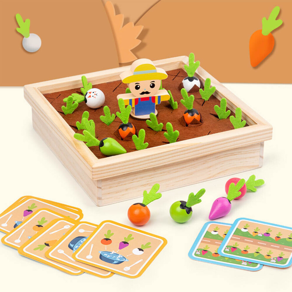 Vegetable Memory Wooden Educational Toys for Children 3 Years Old Pulling Radish Fram Game Montessori Toys for Toddler Gift