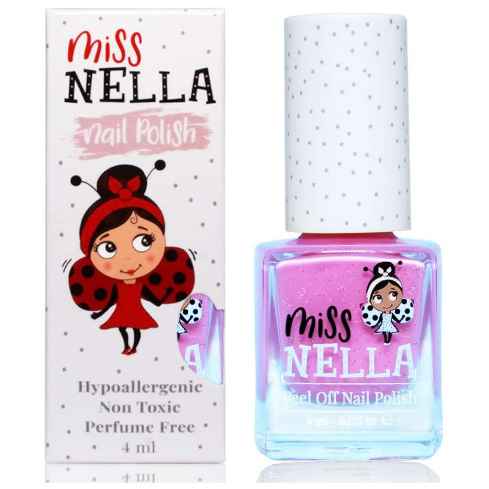 Purple Miss Nella New Summer Collection Blueberry Smoothie- Special Glitter Nail Polish For Kids, With Peel-Off, Water Based & Odour Free Formula