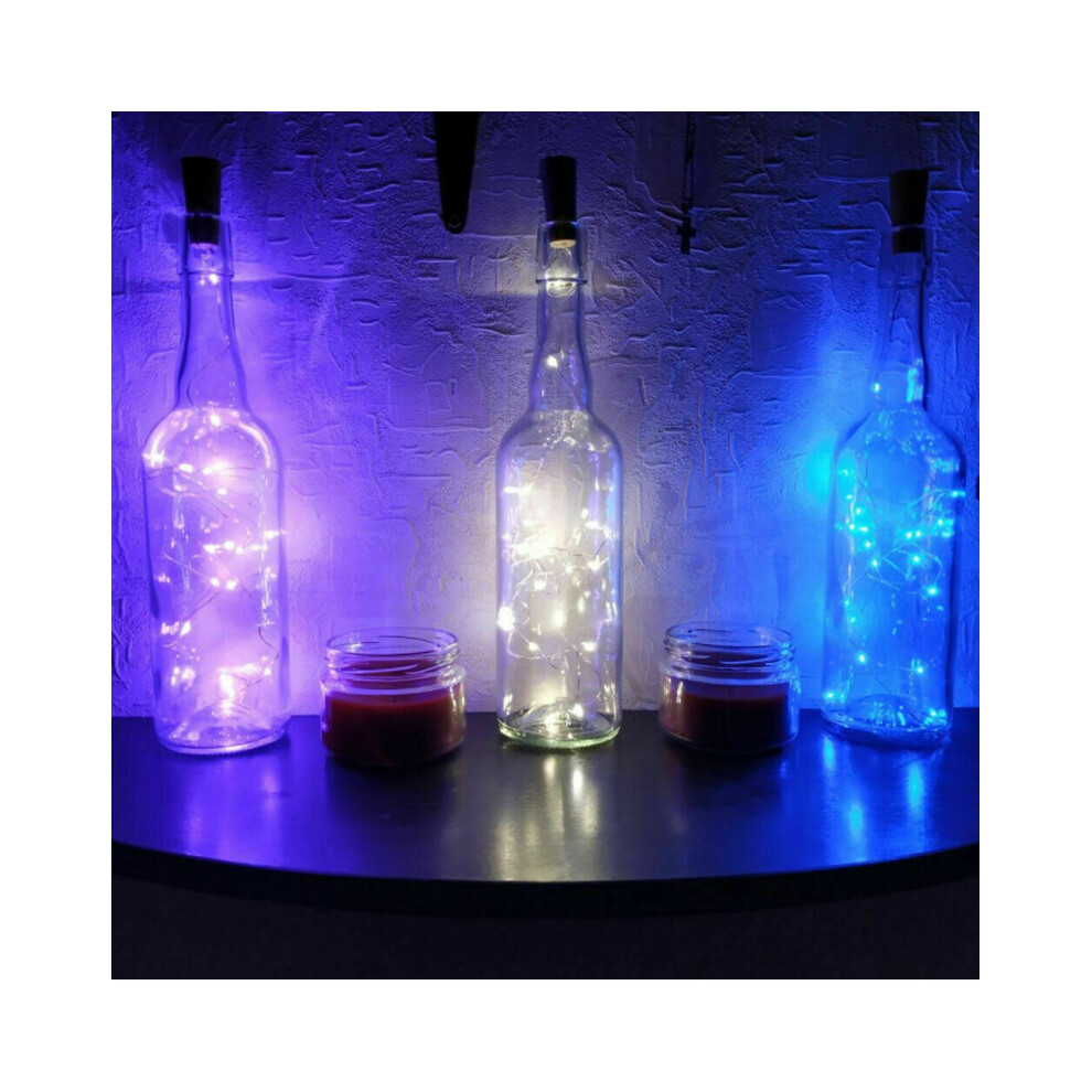 (Blue) 3Pcs 20LED 2M Wine Bottle Fairy String Lights