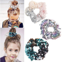 3Pcs Shiny Sequin Hair Scrunchies Hairbands, Women Girls Elastic Glitter Fashion Scrunchie Hair Ties Ropes Hair Bands Headwear Ponytail Holders Bun