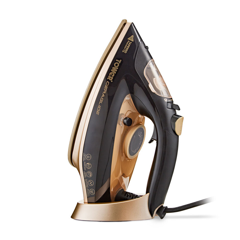 Tower Steam Iron 3100W, Extra-Long 3m Cord for Flexible 3metre Black and Gold - Image 2
