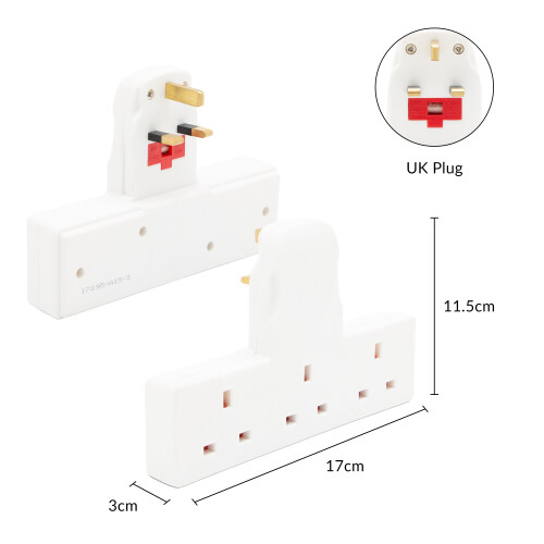 Benross 45090 Standard 3 Way Wall Adaptor Socket / Simple Wall Extension 1