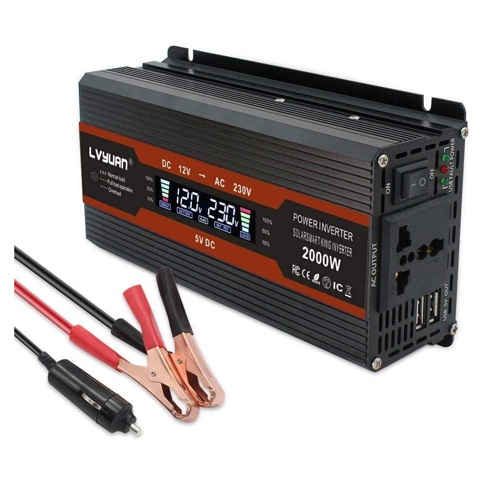 Cantonape 8% Discount 1000W/2000W Power Inverter Dc 12V To 230V 240V Ac Car Converter 12V Inverter With 12V Cigarette Lighter With 2 Usb And Universal 8595011147216