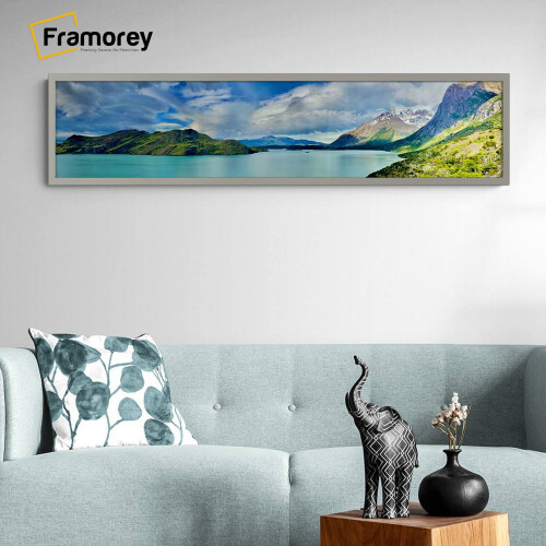 (Light Grey, 15x9 Inch) Panoramic Size Thin Matt Light Grey Picture Frame Wall Art Frames Flat Wooden Effect Poster Frame