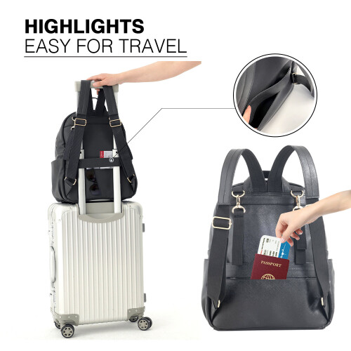 Allis Baby Leather Changing Bag Backpack - Black 2