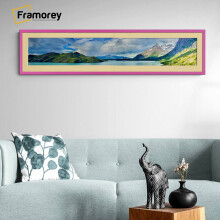 (Pink With Ivory Mount, 12x8" pic (16x12" Frame)) Panoramic Size Thin Matt Pink Picture Frame Wall Art Frames Flat Wooden Effect Poster Frame