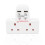 Benross 45600 Standard 2 Way Wall Adaptor Socket / Includes 2 USB Slots 2
