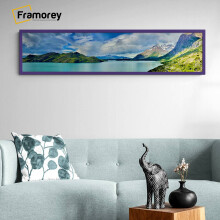 (Purple, 12x8 Inch) Panoramic Size Thin Matt Purple Picture Frame Wall Art Frames Flat Wooden Effect Poster Frame