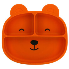 Sage Spoonfuls, Sili Bear Plate, Orange, 1 Count