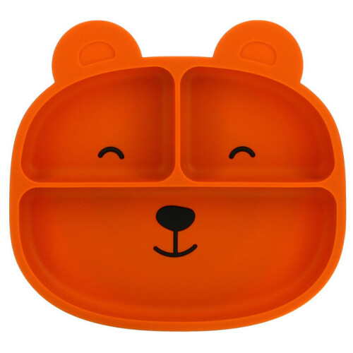 Sage Spoonfuls, Sili Bear Plate, Orange, 1 Count