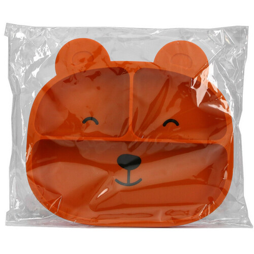 Sage Spoonfuls, Sili Bear Plate, Orange, 1 Count 1