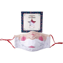 Christmas Novelty Party Santa Claus Design Reusable Washable Face Covering | 100% Cotton With Nose Wire | Triple Layered Adjustable Ear Loop Straps |
