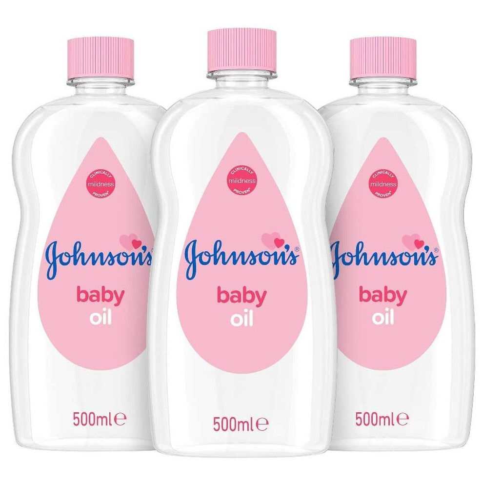 JOHNSON'S Baby Oil Multipack â Leaves Skin Soft and Smooth â Ideal for Delicate Skin â 3 x 500 ml