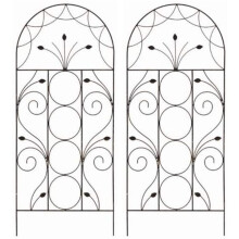 Set of 2 Leaf Design Metal Trellis - Aged Coppery Bronze, 120x50cm, Powder-Coated Steel for Climbing Plants (Wall or Container)