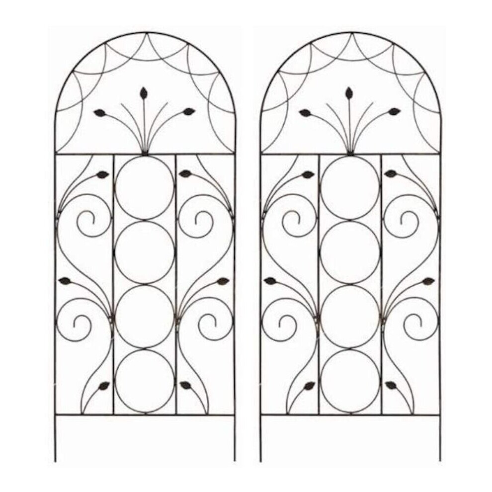 Set of 2 x Leaf Design Metal Trellis (120cm x 50cm)