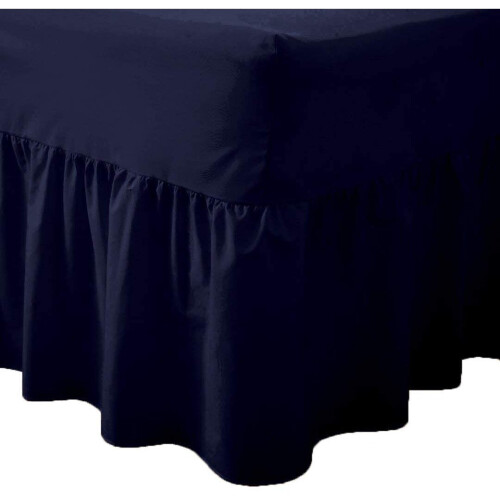 (Navy, Single) Plain Dyed Polycotton Easy Care Valance Sheet