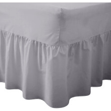 (Grey, King) Plain Dyed Polycotton Easy Care Valance Sheet