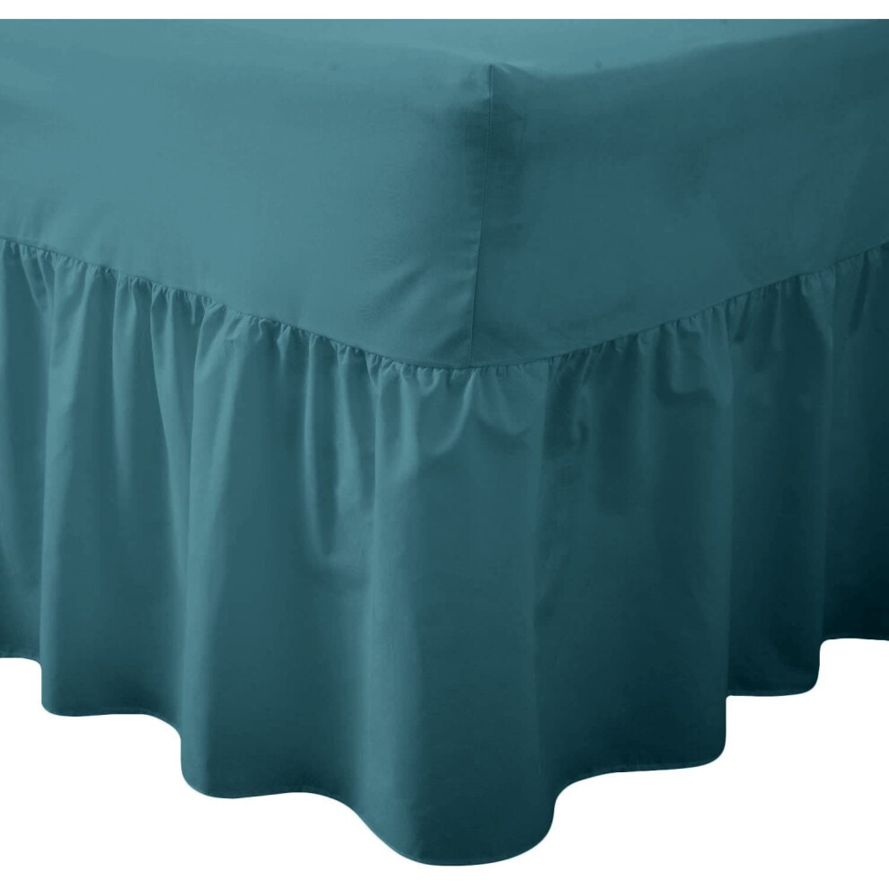 (Teal, Double) Plain Dyed Polycotton Easy Care Valance Sheet