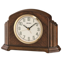 Seiko Dark Wood Quartz Battery Mantel Clock with Beep Alarm QXE043B