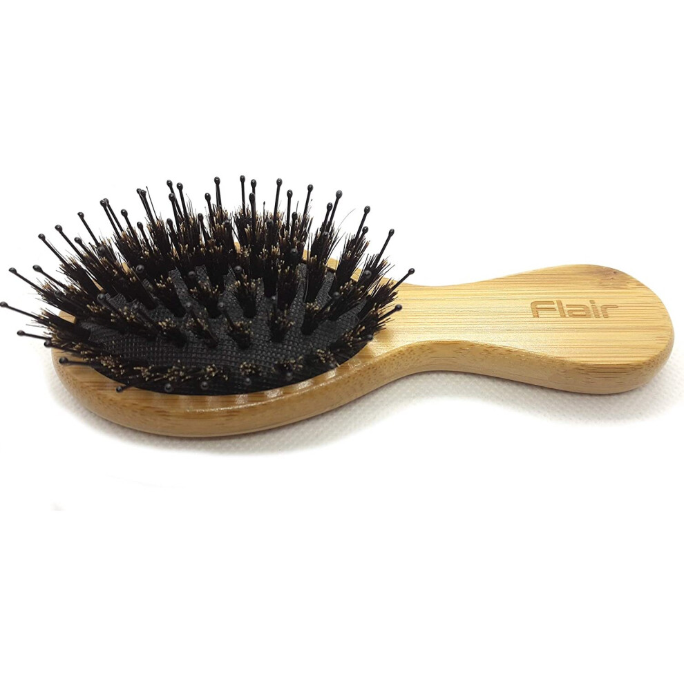 Flair Brush Flair Bamboo Boar Bristle Soft Nylon Mix Detangling Hair Brush (Mini)