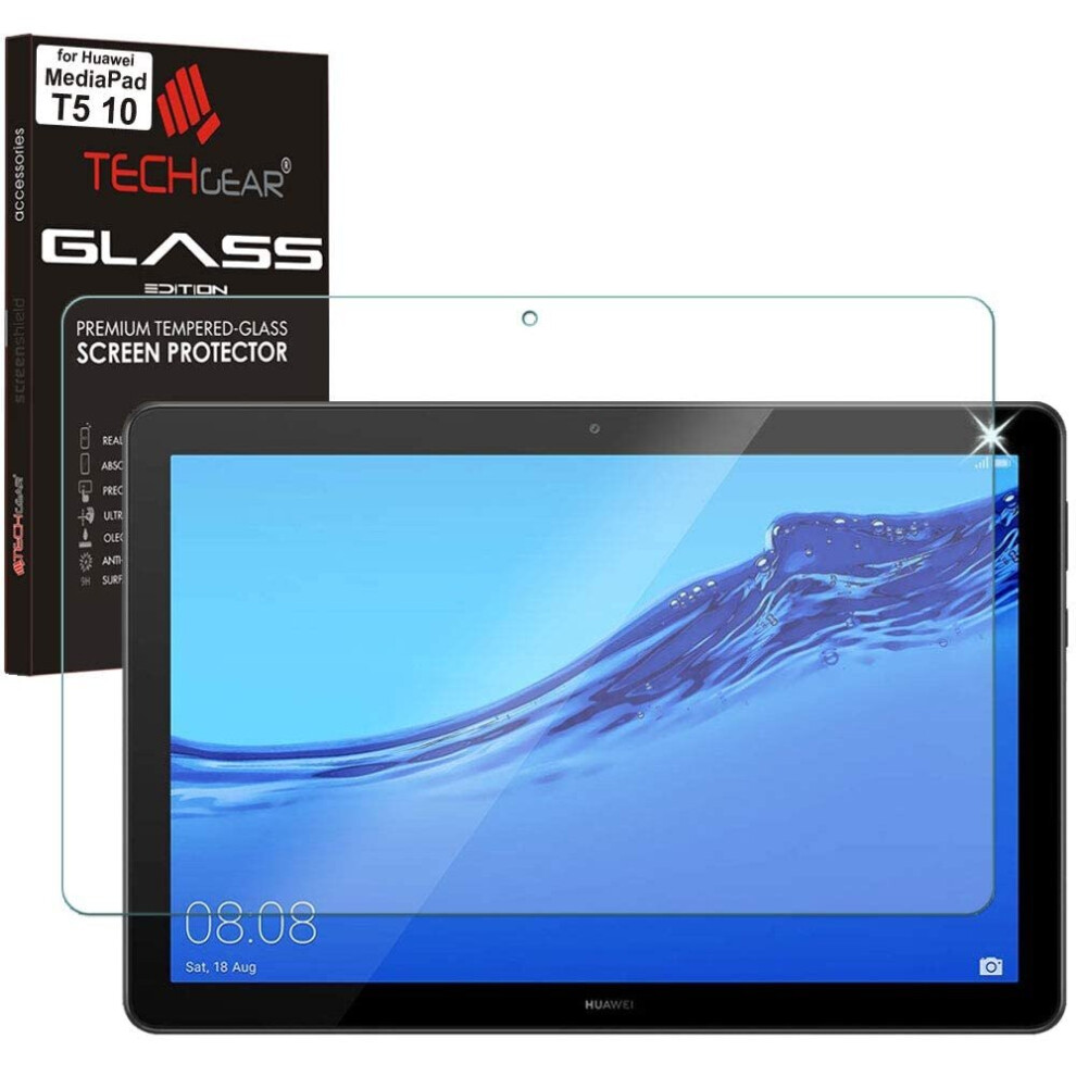 TECHGEAR GLASS Edition fits Huawei MediaPad T5 10 (10.1" Screen) - Genuine Tempered Glass Screen Protector Guard Cover Compatible with Huawei Mediapad