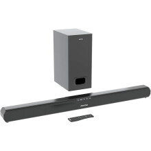 AZATOM Studio Premier 2.1 Soundbar and Subwoofer, 120W, 3D Surround Sound, Stream Wireless Bluetooth, Remote Control, Wall Mountable, HDMI ARC, Optica