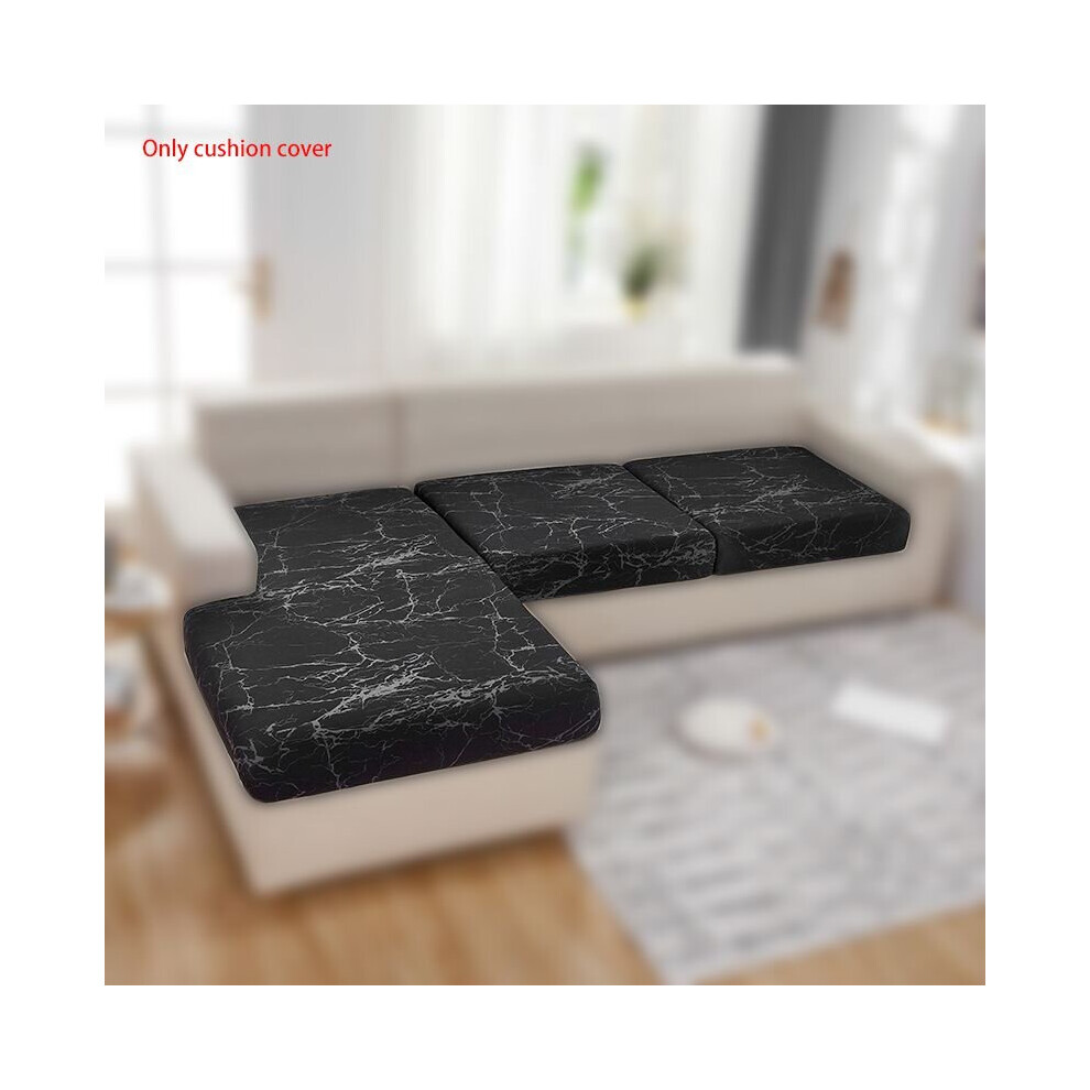 (Black Marble, 150x190cm/59.05x74.80in) Elastic Printed  Sofa Seat Cushion Cover Soft Chair  Kids Furniture Protector