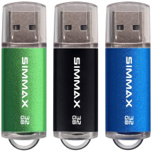 Memory Stick 3 Pack 32GB USB 2.0 Flash Drives Thumb Drive Pen Drive by SIMMAX (32GB Green Black Blue)