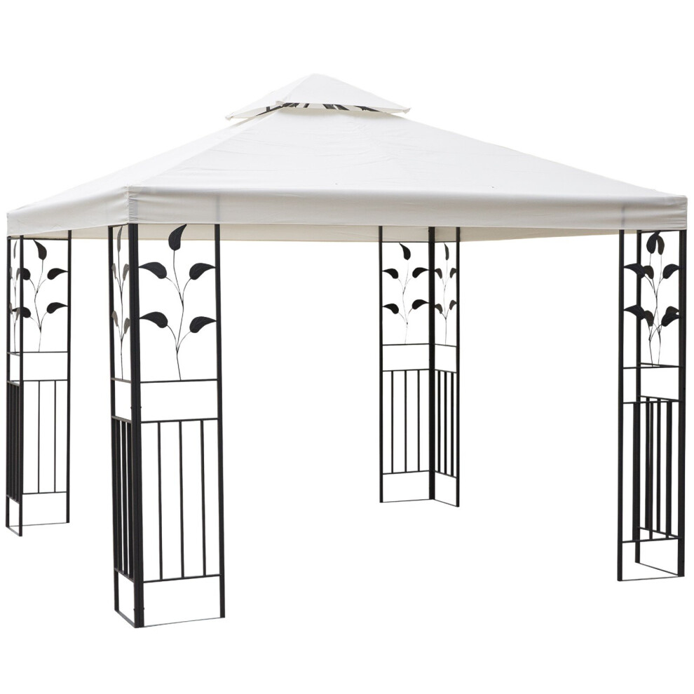 Outsunny 3m X 3m Outdoor Decorative Garden Gazebo Canopy Steel Frame - Cream