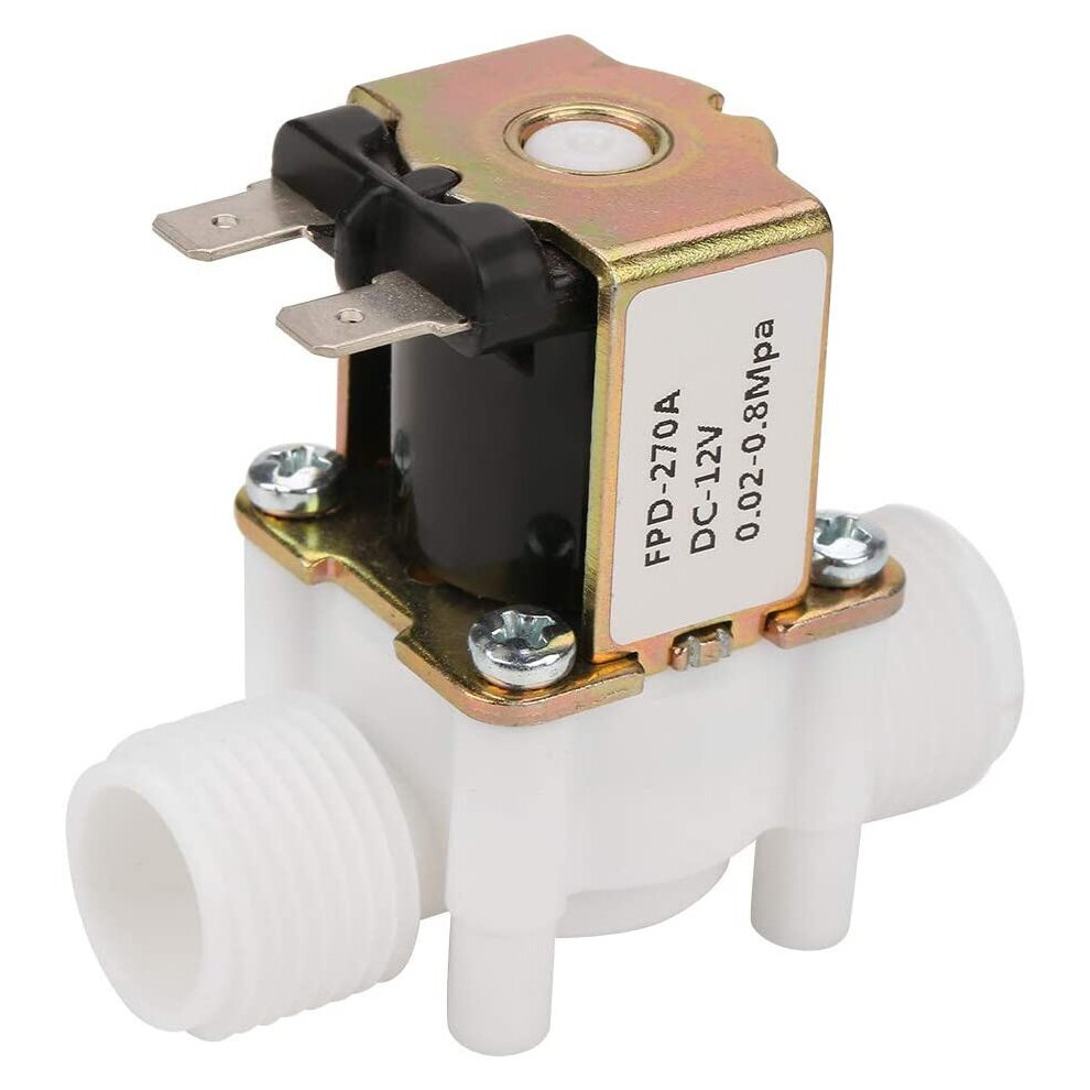 12V G1/2" NC Solenoid Water Valve, Inlet Water Solenoid Valve, Normally Closed,for Washing Machine, Water Dispenser, Garden Spray Irrigation