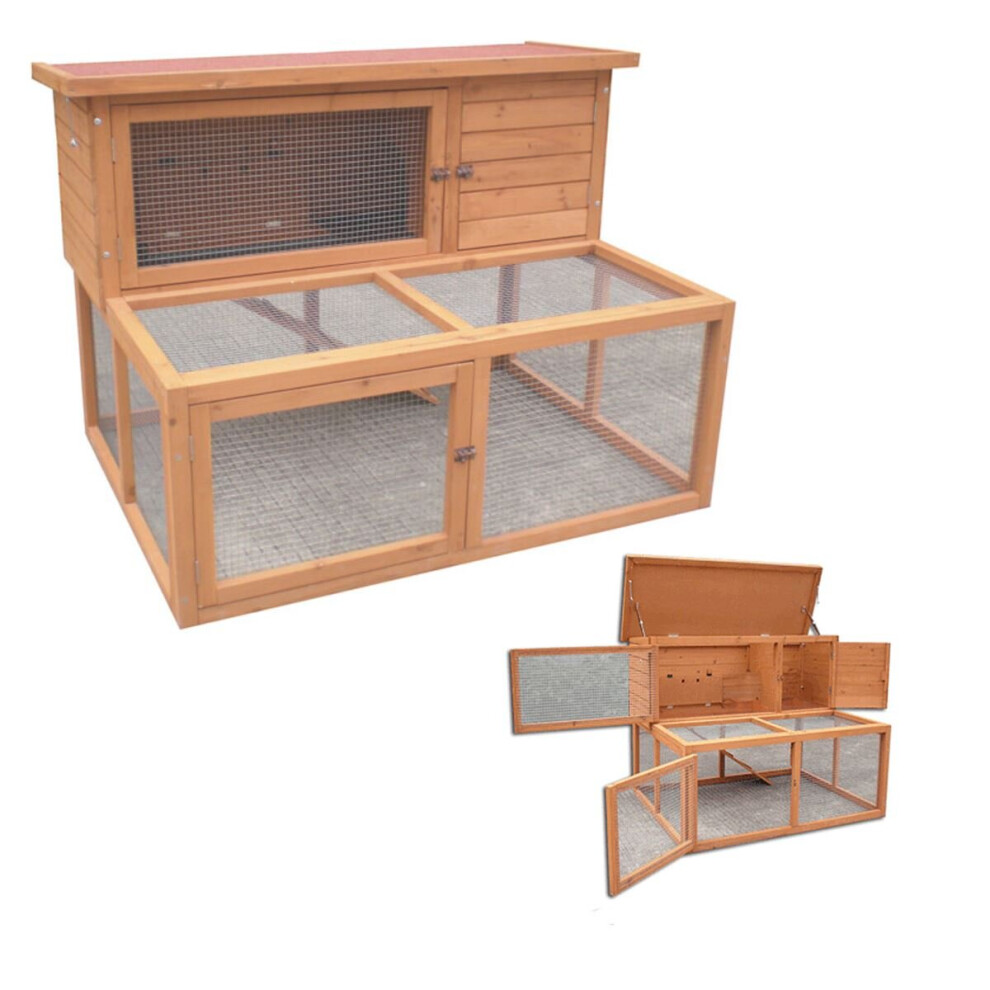 KCT Ancona - 4ft Large Wooden Rabbit Hutch with Extending Run