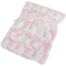 Baby Elephant Luxury Pram Blanket -Boy/Girl Options (75cm x 100cm) (Pink)