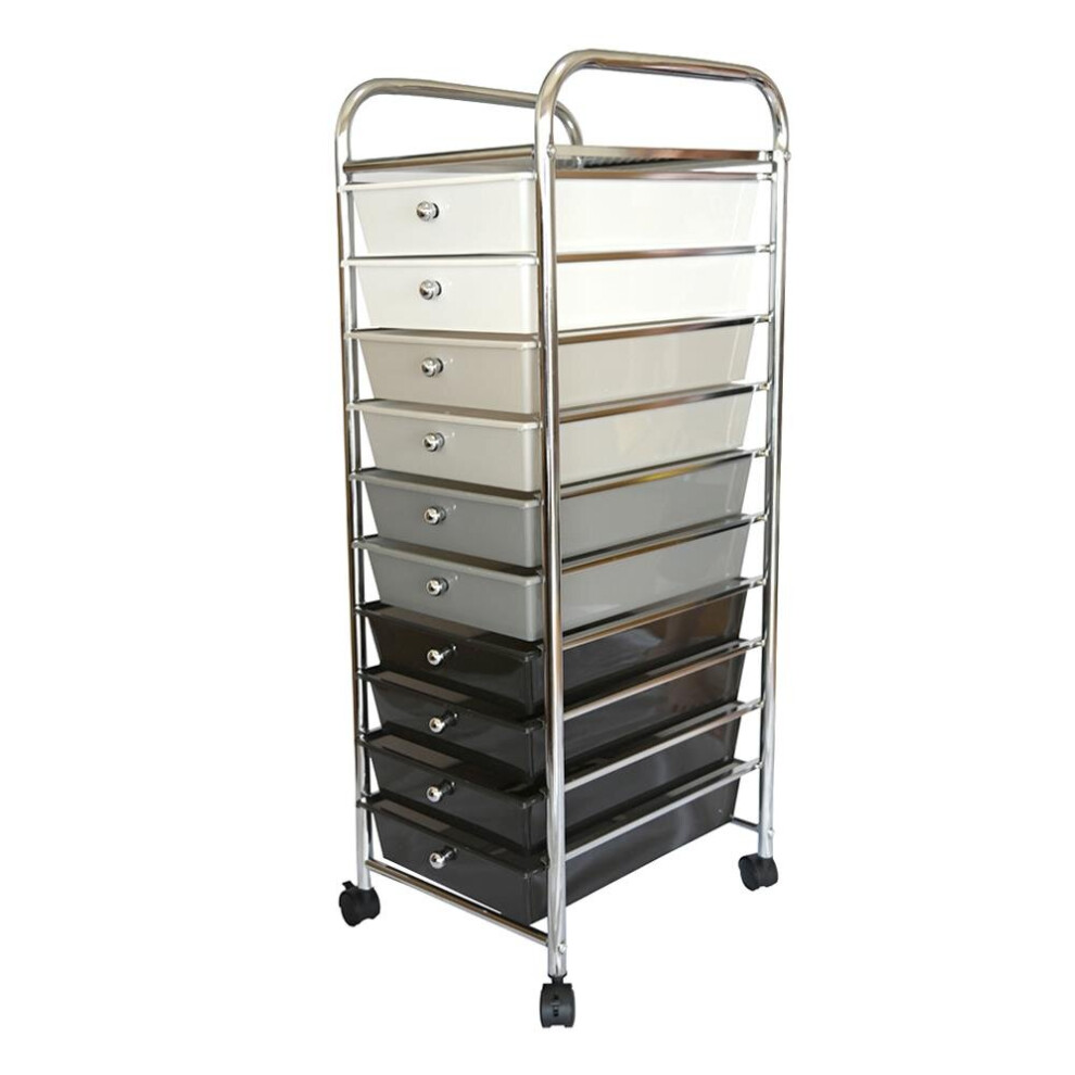 KCT Mobile 10 Drawer Storage Trolley Portable Make Up Salon Shelving Organiser Cart on Wheels