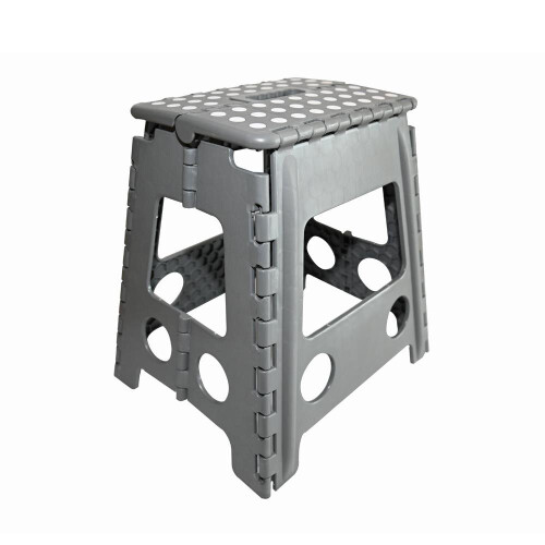 KCT KCT Portable Folding Step Stool for Home Lightweight Kitchen Steps Anti Slip Foldable Plastic with Handle Grey