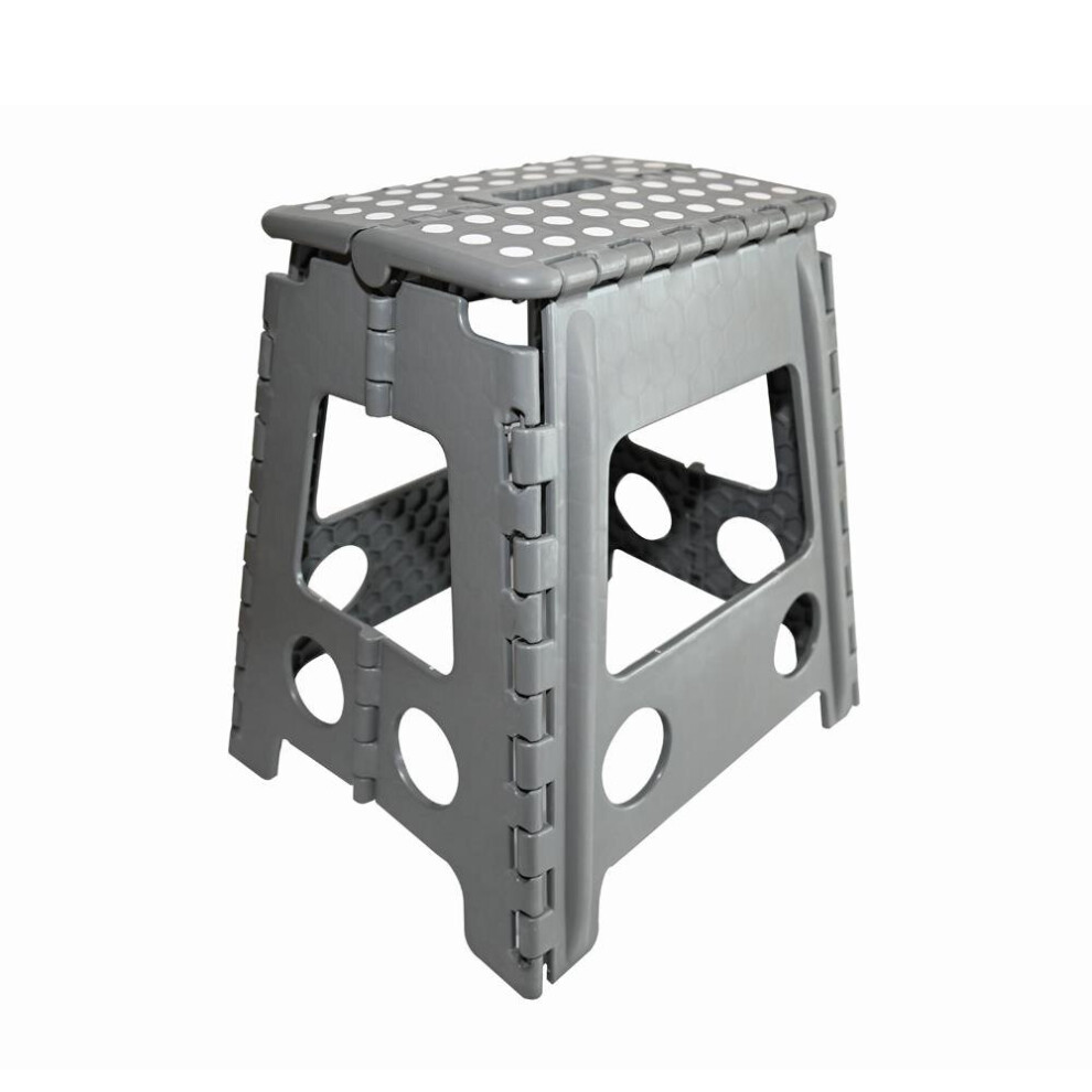 Kct Portable Folding Step Stool For Home Lightweight Kitchen Steps Anti Slip Foldable Plastic With Handle Grey