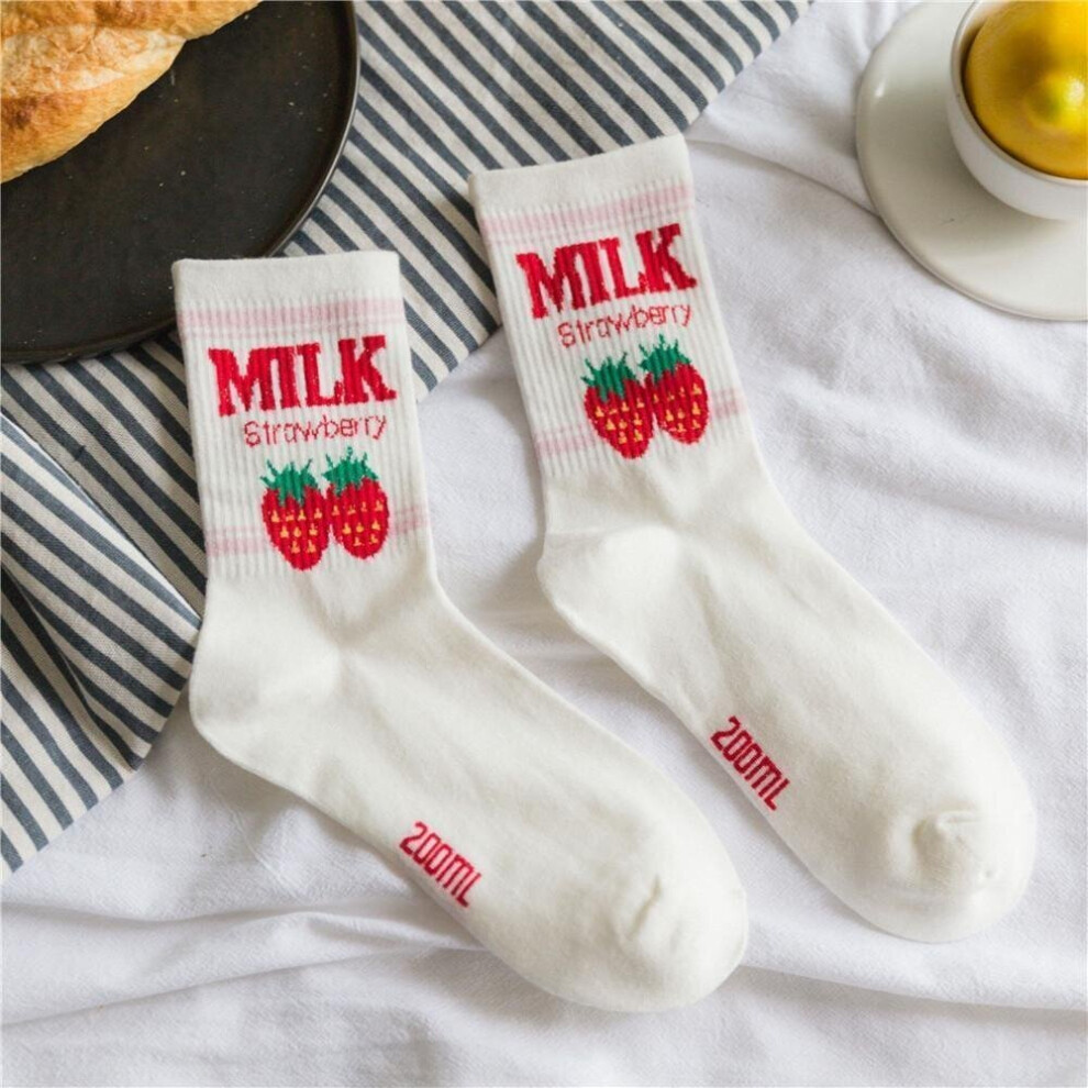 (White Strawberry Milk) Strawberry Milk Socks