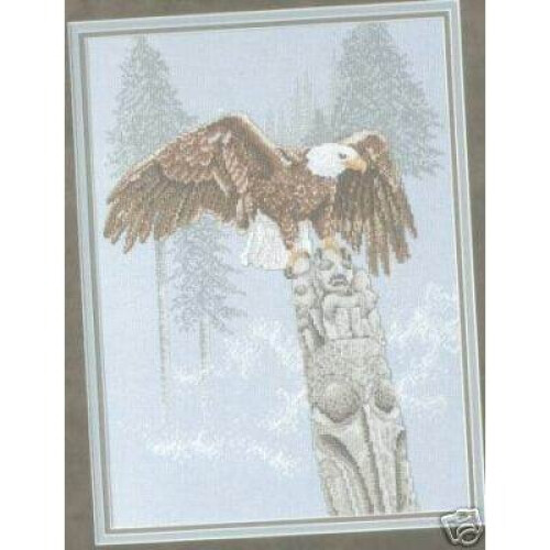 Totem Counted Cross Stitch Chart Pattern Eagle On Top Of A Totem Pole 2