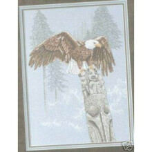 Totem Counted Cross Stitch Chart Pattern Eagle On Top Of A Totem Pole