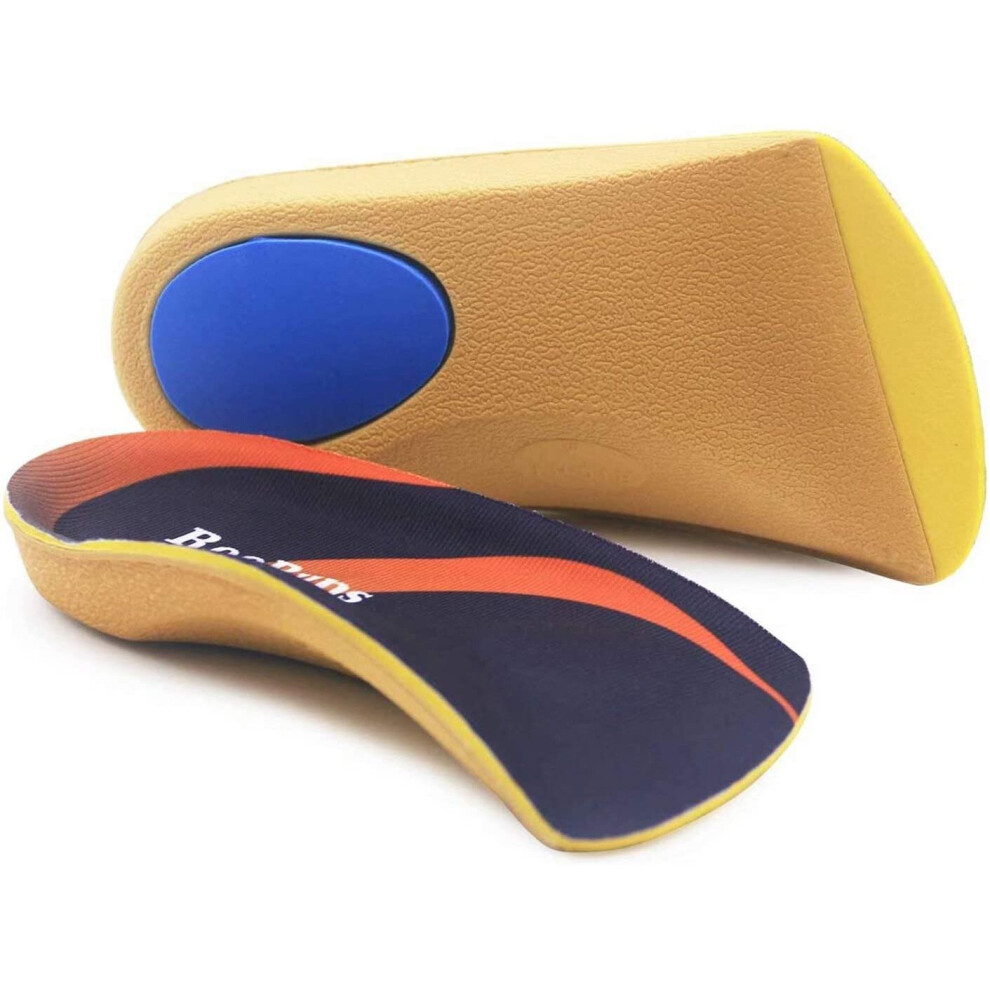 Orthotic Insoles, RooRuns 3/4 High Arch Support Insoles Shoe Inserts for Flat Feet, Plantar Fasciitis, Foot Arch, Feet Fatigue - Heel Cushion for Men,