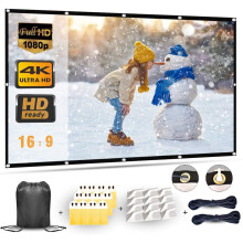 Projector Screen 100 Inch, Portable Projector Screen with 16:9 HD 4K Screen for School Home Theatre Cinema, Foldable Projector Screen - 227cm(W) X